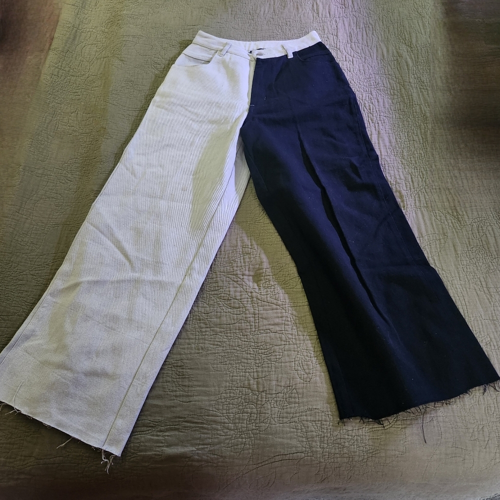 Papermoon Jenny Two-Tone High-Rise Wide-leg Jeans